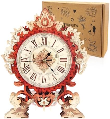 3D Puzzles for Adults Flame Flower Puzzle Clock Adult Crafts by Cutywood