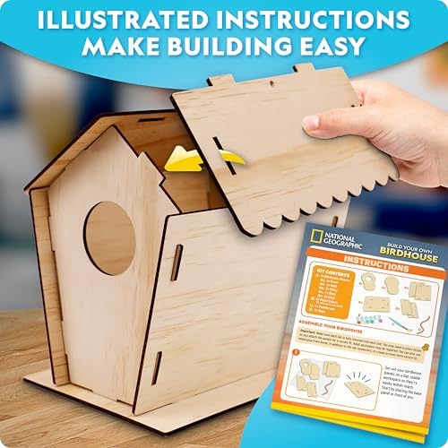 National Geographic Build Your Own Wooden Birdhouse Craft Kit for Kids - Image 4