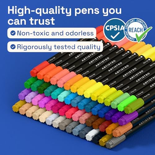 ARTISTRO Dual-Tip Acrylic Paint Marker Pens - Set of 60 - Image 7