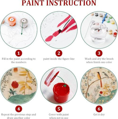 WUDWL Persian Birds Flowers Paint by Numbers Kit for Adults Beginner, with Framed - Image 7