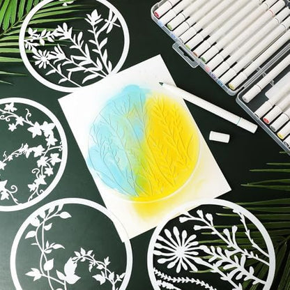 Marspark 20 Pcs Wildflower Stencils, Round Style, 6.7 x 6.7 Inch - Image 4
