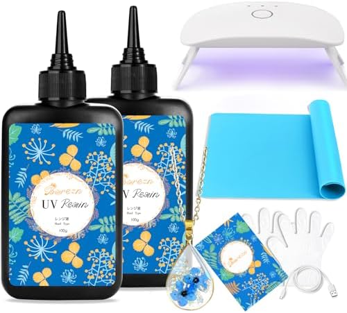 Bsrezn 200g UV Resin Kit with Light, Clear UV Epoxy Resin Cure for Jewelry by Bsrezn-theBestResin