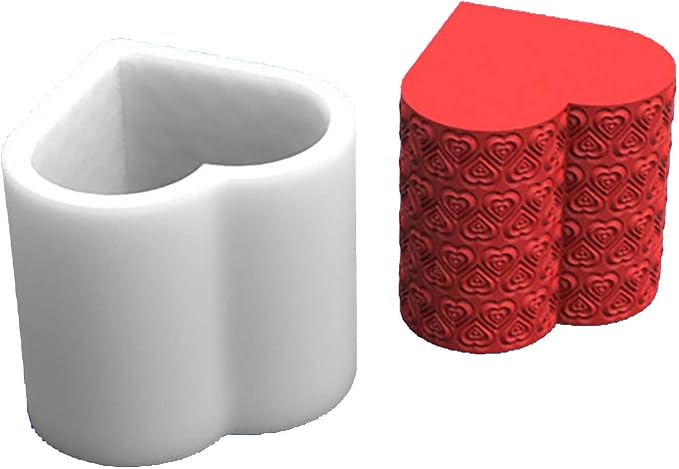 Grainrain 3D Heart Rose Flower Design Silicone Candle Mold Decorated Pillar Candle Mould Handcrafted Silicone Molds for Candle Wax Resin Gyspum Crafts Making (D9)
