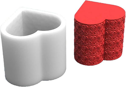 Grainrain 3D Heart Rose Flower Design Silicone Candle Mold Decorated Pillar Candle Mould Handcrafted Silicone Molds for Candle Wax Resin Gyspum Crafts Making (D9)