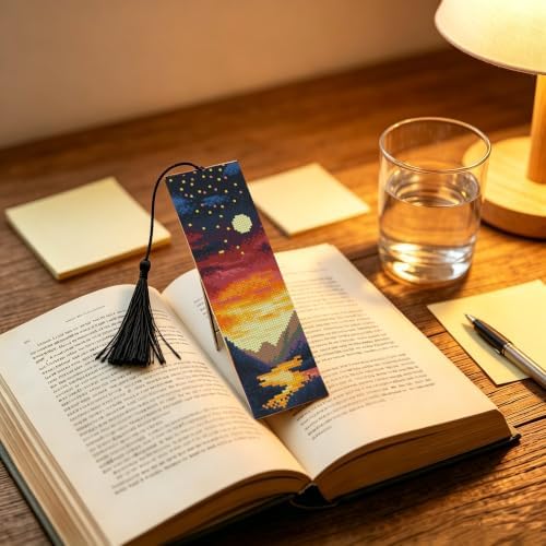 14CT Sun and Moon Cross Stitch Bookmark Stamped Embroidery Kit for Beginner - Image 4