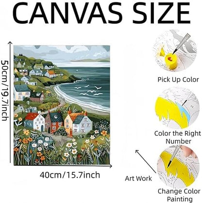 DOTSTART Paint by Numbers Kit for Adults Beginner,Peaceful Island by The Sea Adult Paint by Number Kits on Canvas,Painting by Numbers Easy Oil Painting,for Home Wall Decor15.7X19.7 Inch - Image 2