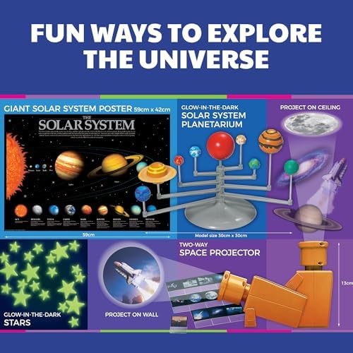 4M - STEAM Space Exploration - Build & Paint Solar System Planetarium Model, Assemble Space Toys Projector with Slides, Includes Glow Stars & Poster - Educational Science Planet Toys Kit, Kids Ages 5+ - Image 6