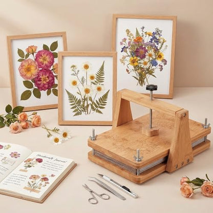 iSharely 11" x 8" Wooden Flower Press Kit, 6-Layer DIY Botanical Craft Set for Adult Dried Flowers Leaves Wedding Bouquets Scrapbooking Cards Crafts Creative Art - Image 2