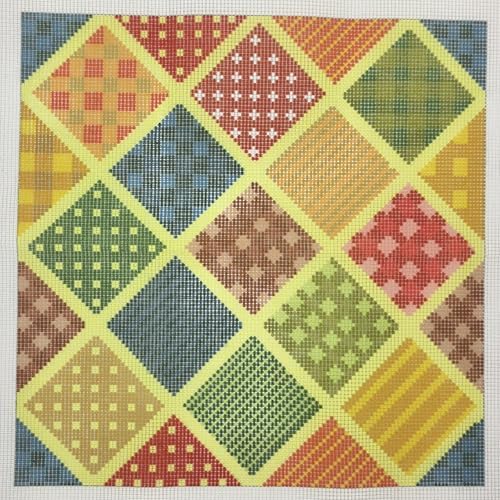 Howie's Needlepoint Needlepoint Kits for Adults Beginners, Thick Vintage Needlepoint Pillow Front Kit with Stamped Pattern on Canvas, Yarn, 2 Needles and Instruction, 16 x 16inch(Patchwork Grid) - Image 3