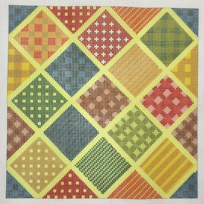 Howie's Needlepoint Needlepoint Kits for Adults Beginners, Thick Vintage Needlepoint Pillow Front Kit with Stamped Pattern on Canvas, Yarn, 2 Needles and Instruction, 16 x 16inch(Patchwork Grid) - Image 3