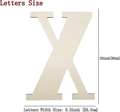 12 Inch Unfinished Wooden Numbers, 1/8 Inch Thick Large Blank Wooden Alphabet Handmade Painting Sign Boards for DIY Birthday Wedding Graduate Party Decor Props - X