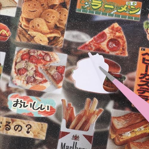 Japanese Sticker Book - Kawaii Food Theme - 30 Sheets Decorative Vinyl Decals for Journals, Planners & Accessories, Assorted Sushi Donuts Fruits Designs (Red) - Image 2