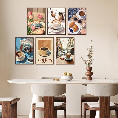 Yezavesu 6 Pack Paint by Numbers Kit for Adults Beginner Coffee, 8x12 Inch - Image 2