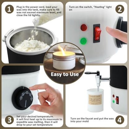 TCFUNDY Wax Melter for Candle Making 10L Black, Electric Non-Stick Candle Wax Melter Pot 10L, DIY Candle Making Kit for Adults, Soy Wax and Beeswax Candle Maker - Image 7