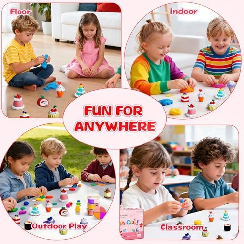 Kids Clay Air Dry Clay for Kids - Air Drying Modeling & Sculpting Kit,DIY 12 Box Food Dessert Cake Theme Arts & Crafts Clay Set,Ultra Soft Non-Sticky Bulk Party Favors & Party Crafts for Girls & Boys - Image 4