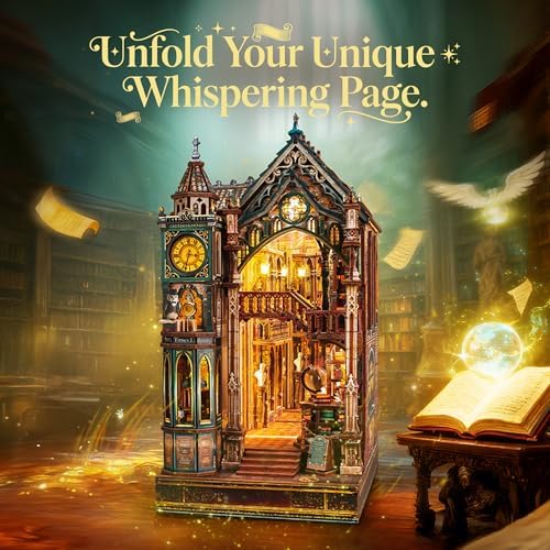 FUNPOLA Magic Library Book Nook Kit – LED 3D Wood Puzzle with Infinity Mirror – DIY Bookshelf Decor, Miniature Craft Gift for Adults - Image 2