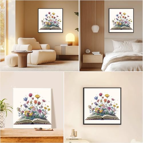 EOBROMD Framed Paint by Numbers Kits for Adults with Wooden Easel, Flowers Book DIY Paint by Numbers Kits for Beginner, Painting on Stretched Canvas, Oil Crafts Home Decor Gift 10x10 Inch - Image 6