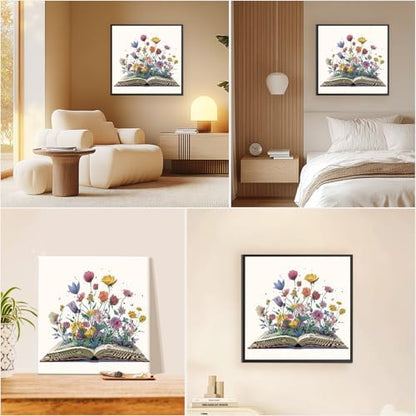 EOBROMD Framed Paint by Numbers Kits for Adults with Wooden Easel, Flowers Book DIY Paint by Numbers Kits for Beginner, Painting on Stretched Canvas, Oil Crafts Home Decor Gift 10x10 Inch - Image 6