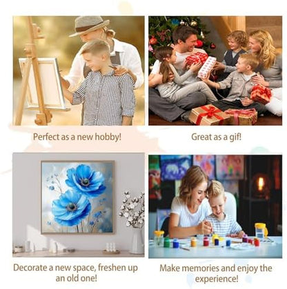 Artunion Framed Paint by Numbers Kit for Adults Beginners & Kids Ages 8-12,Blue Flowers Paint by Number with Frame,Abstract Poppy Paint by Numbers Kit on Canvas 10 * 10 Inch Without Easel - Image 7