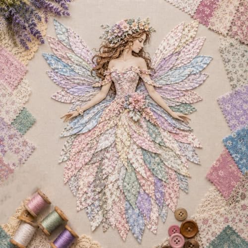 WGOHNUAHA Fairy Patchwork DIY Kit, DIY Flower Fairies Patchwork Sewing Kit - Image 5