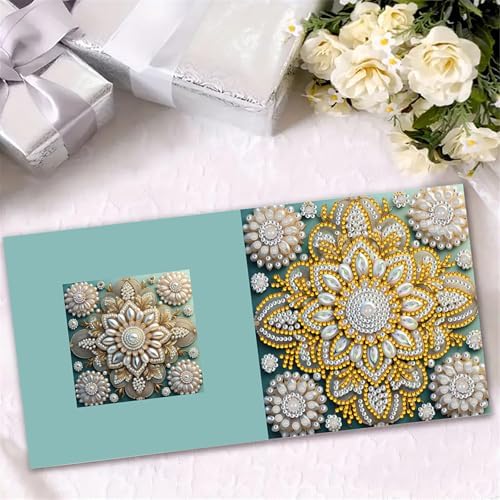 jinglinhh 6pcs Diamond Art Painting Mandala Floral Greeting Cards with Envelopes, DIY Card Making Kits for Adults, Diamond Art Postcards Christmas Cards Craft Gifts - Image 6