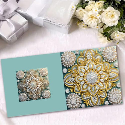 jinglinhh 6pcs Diamond Art Painting Mandala Floral Greeting Cards with Envelopes, DIY Card Making Kits for Adults, Diamond Art Postcards Christmas Cards Craft Gifts - Image 6