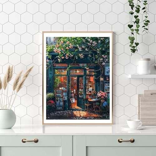 HITO Bookstore Paint by Numbers Kit for Adults 16x20 Inch Frameless - Image 5