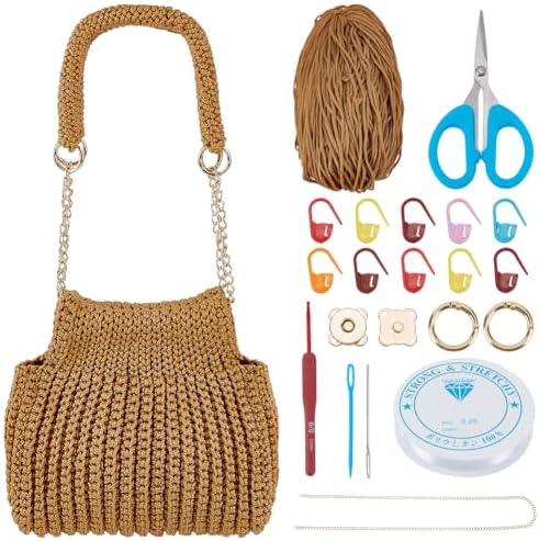 ACRNIGHEET Crochet Bag Kit for Beginners Adults Tote Bag Knitting Kit with Yarn and Hook Boho DIY Craft Kits Gift for Adults with Video Guide Tutorial Crochet Starter Kit (Khaki) by ACRNIGHEET