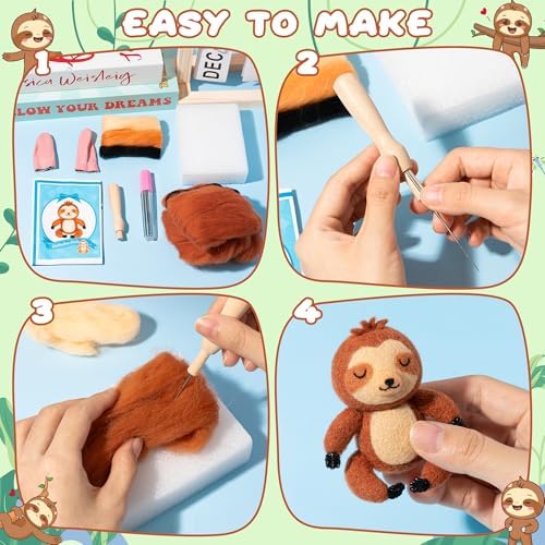 WATINC Needle Felting Starter Kit - Cute Doll Wool Felt Needle Felting Tools Foam Pad, DIY Home Decoration Needle Felting Craft Party Supplies for Beginners - Image 3