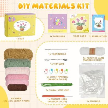 LUDOTEK Crochet Kit for Beginners, Crochet Plant Kit,Knitting Kit (Tulip) - Image 3