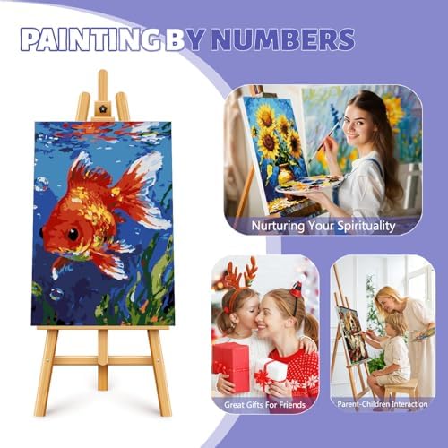 Framed Paint by Numbers Kit for Adults Beginner & Kids Ages 8-12, Goldfish Adult Paint by Number Kits on Canvas, without Easel, DIY Number Painting for Adults for Home Wall Decor Gift 8 x 12 Inch - Image 7