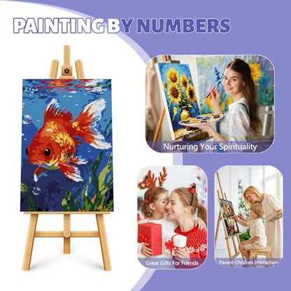 Framed Paint by Numbers Kit for Adults Beginner & Kids Ages 8-12, Goldfish Adult Paint by Number Kits on Canvas, without Easel, DIY Number Painting for Adults for Home Wall Decor Gift 8 x 12 Inch - Image 7