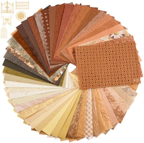 50 Sheets Brown Textured Scrapbook Paper Assorted Set by Unknown