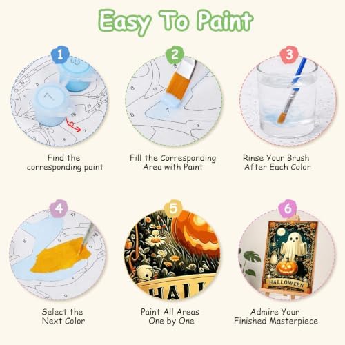 Spandrel Cute Halloween Ghost Paint by Number Kits for Adults, Black Cat Paint by Number Kits on Canvas, DIY Acrylic Oil Halloween Painting by Numbers Gitfs for Home Wall Decor, 8x12in - Image 7