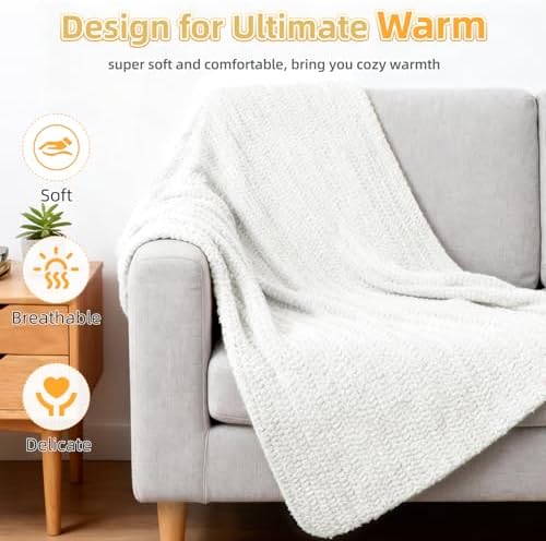 Aeelike Crochet Blanket Kit for Beginners, Easy Soft Crochet Kit, White - Image 6