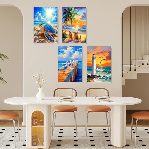 4 Pack Beach Paint by Numbers for Adults with Framed Canvas 8x12 inch - Image 4
