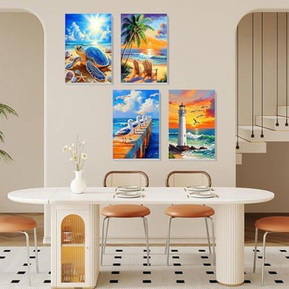 4 Pack Beach Paint by Numbers for Adults with Framed Canvas 8x12 inch - Image 4