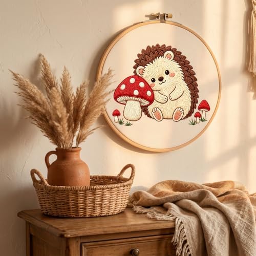 Nuberlic Embroidery Kit for Beginners Stamped Hedgehog Needlepoint - Image 6