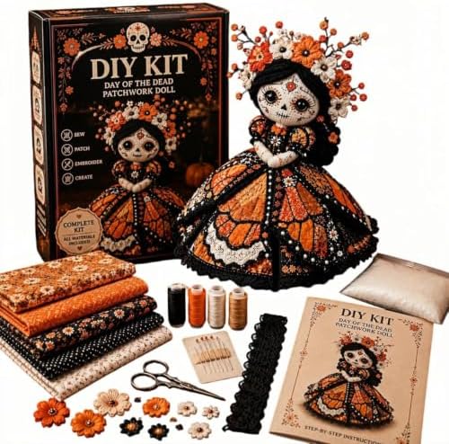 Day of the Dead Patchwork Doll DIY Sewing Kit for Adults，Color-D by Unknown