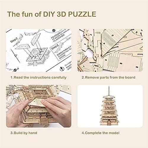Rowood 3D Puzzles for Adults, Wooden Model Kits for Adults to Build, Gift on Birthday Christmas - Five-storied Pagoda (275 PCS) - Image 4