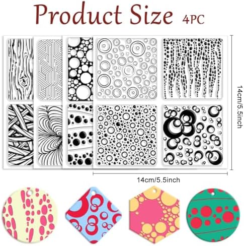 CHGCRAFT 4 Pcs 4 Styles Bubble Polymer Clay Texture Sheets Geometric Texture Silicone Texture Stamp Clay Texture Mat Modeling Pattern Pad Texture Sheets for Making Earrings Jewerly, 5.5x5.5 inch - Image 2
