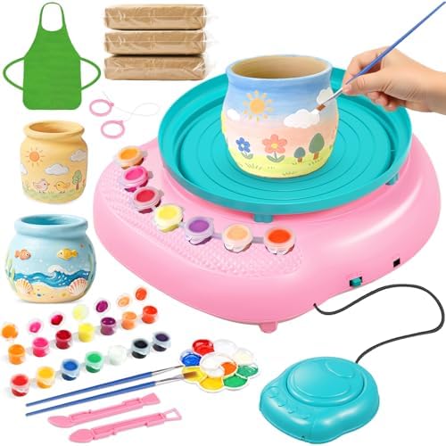 Weilim Pottery Wheel for Kids Beginners, Air-Dry Clay & Paint Kit Ages 6-12 by Weilim