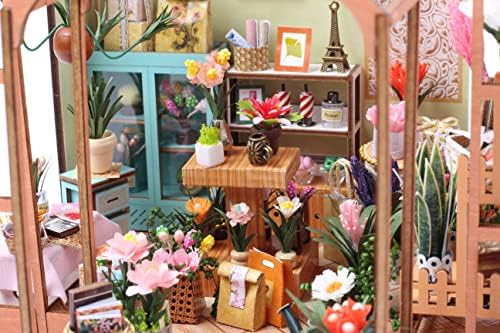 GuDoQi DIY Miniature Dollhouse Kit, Tiny House with Furniture, 1:24 Scale, Handmade Gift for Birthday Christmas Day, Jenny Greenhouse Flower Shop - Image 5