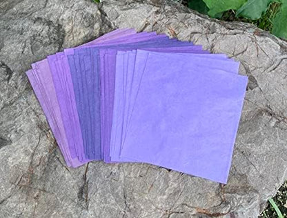 Natural Fiber Mulberry Paper Sheets 6 x 6 Inches, 50 PCS Handmade Craft Paper for Origami, Scrapbooking, Card Making, DIY Decoration, Mixed Media Art (Purple Tone, 6x6 Inch) - Image 2