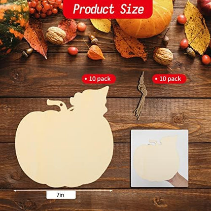 Large Size 7inch Wooden Halloween Thanksgiving Ornaments to Paint, DIY Blank Unfinished Pumpkin Wood Discs Ornament for Crafts Hanging Autumn Decorations(10PCS, Beige Pumpkin) - Image 7
