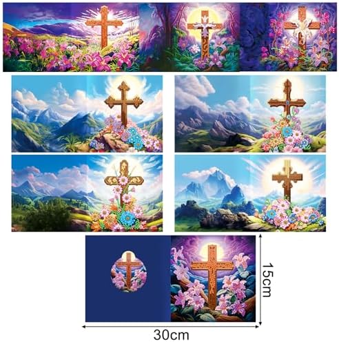 pigpigboss 8 Packs Cross Diamond Painting Greeting Card Art Kit - Image 3