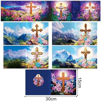 pigpigboss 8 Packs Cross Diamond Painting Greeting Card Art Kit - Image 3