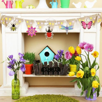 Sophena 80PCS Wooden Spring Ornaments to Paint, 8 Styles DIY Blank Unfinished Wood Insect Cutouts Ornament for Crafts Hanging Decorations, Dragonfly Butterfly Flower Shape Home Decorations Gifts - Image 4