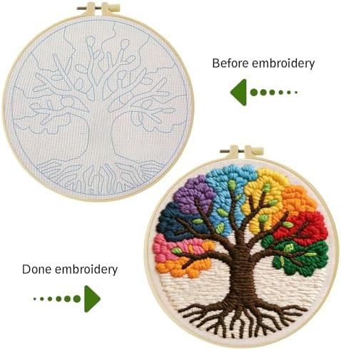 ZuoAnLF Punch Needle Kit for Beginners & Adults, DIY Easy Landscape Embroidery Set for Starter Art Craft, Punch Needle Project with Patterns, Tools, Yarns, Hoop, Instructions - Image 7