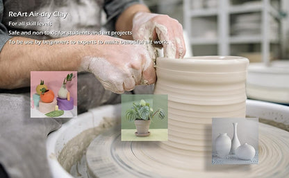 ReArt Natural Air-Dry Clay 5lbs for Sculpting, Wheel Throwing, Hand Building, All-Purpose Modeling Clay, White - Image 4